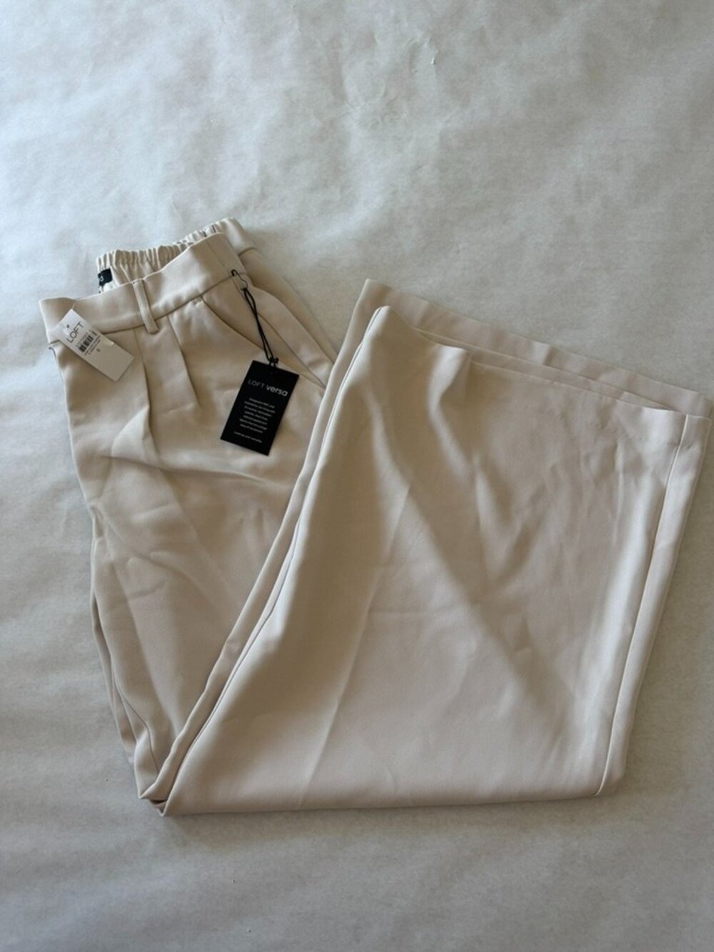 Loft Versa Crepe Drape Wide Leg Pants Sz 6 Ivory NWT